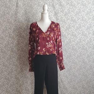 Lucky Brand Ruffle Tie Collar Peasant Blou…